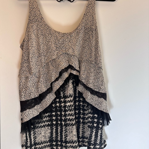 Silence + noise leopard print lace ruffle layered tank top size M - Picture 6 of 16